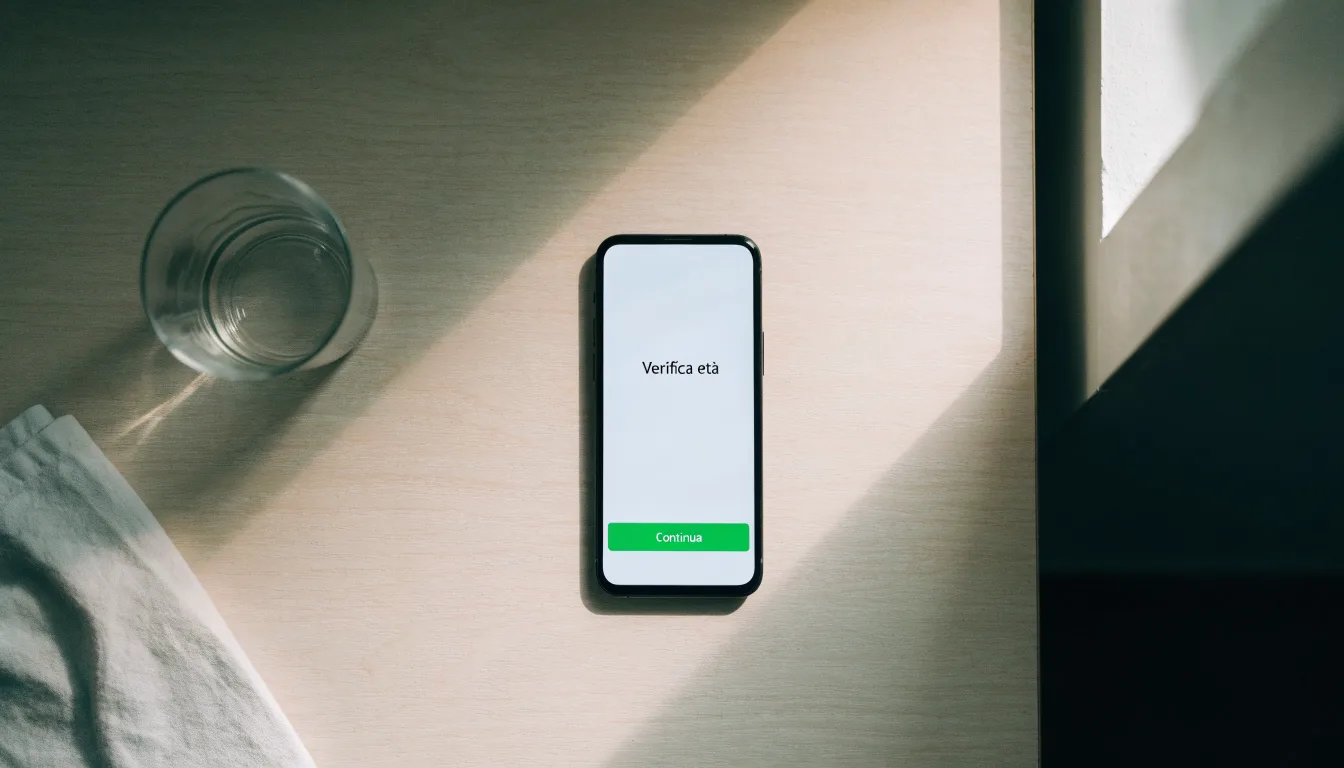 Un documento di identità appoggiato accanto a uno smartphone con un timer sullo schermo, su un tavolo da cucina