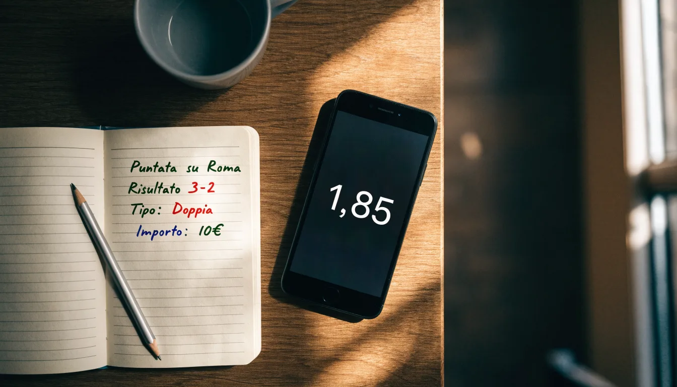Un foglio di concessione in carta con un timbro rosso, appoggiato su una scrivania di legno accanto a una penna