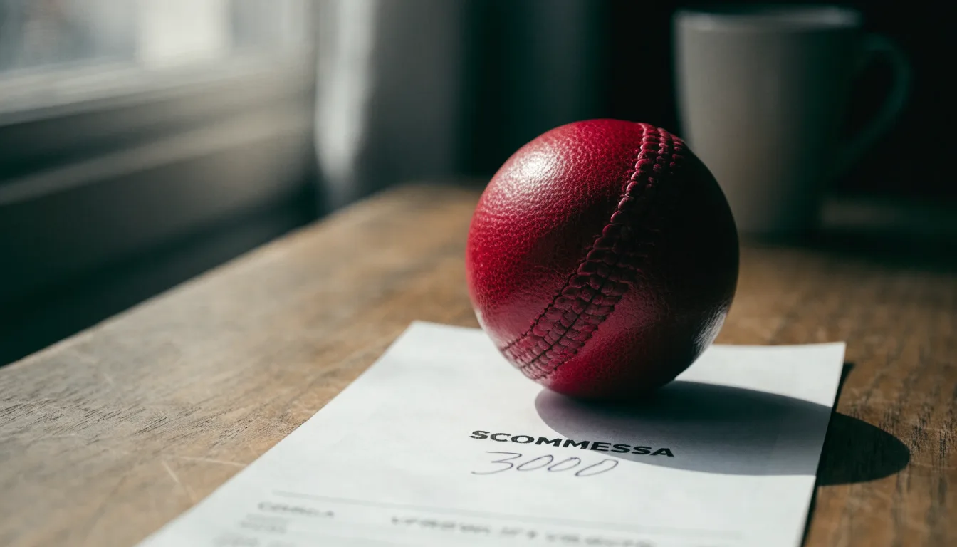 Un pallone da calcio appoggiato su una schedina bianca su un tavolo di legno, alla luce del giorno